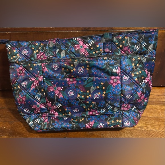Lug Floral Tote Bag - Vibrant Blue and Pink - Picture 2 of 7